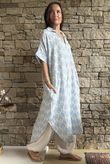 Royal Palm Pillow Cotton Dress Blue